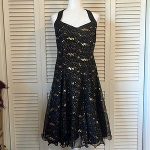 Rivers - Starry Night Black & Gold Sequin Glitter Rockabilly New Years Dress 18